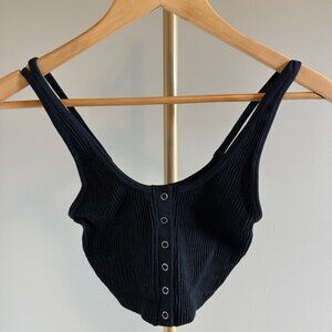 Aerie Real Good Cropped Ribbed Tank Sports Bra Loungewear Small EUC